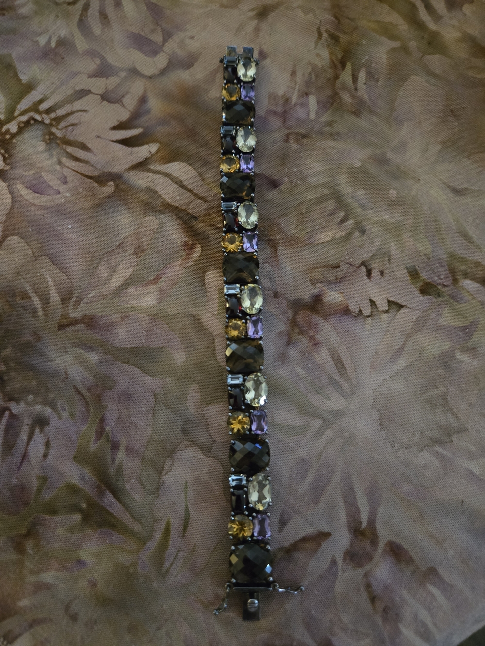 Multi-Stone Crystal Bracelet in Black, Purple, Gold